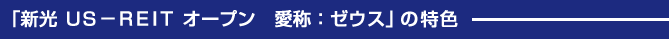 「新光US－REITオープン 愛称：ゼウス」の特色